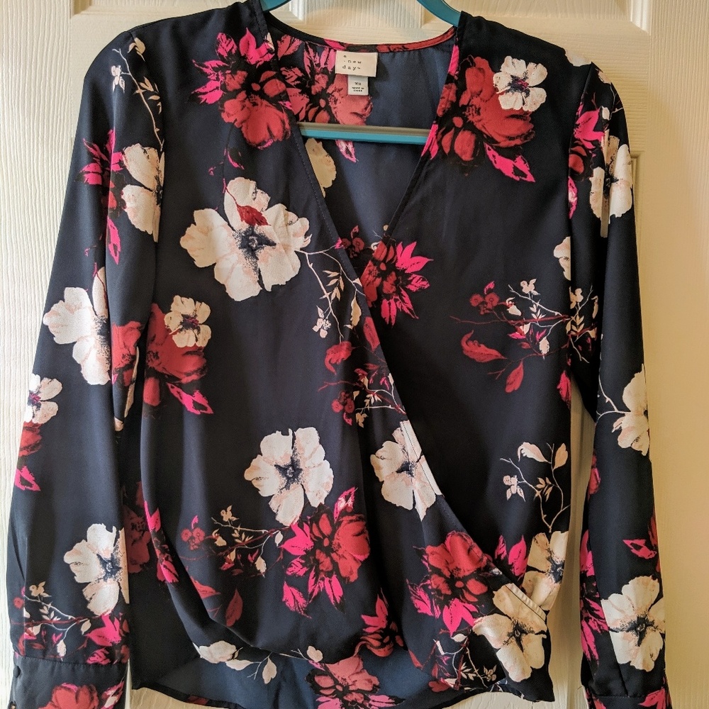 A new day faux wrap top